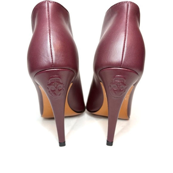 New! MCQUEEN Birdee Slashed Brown Leather Bootie Pumps | 38 - Picture 11 of 14